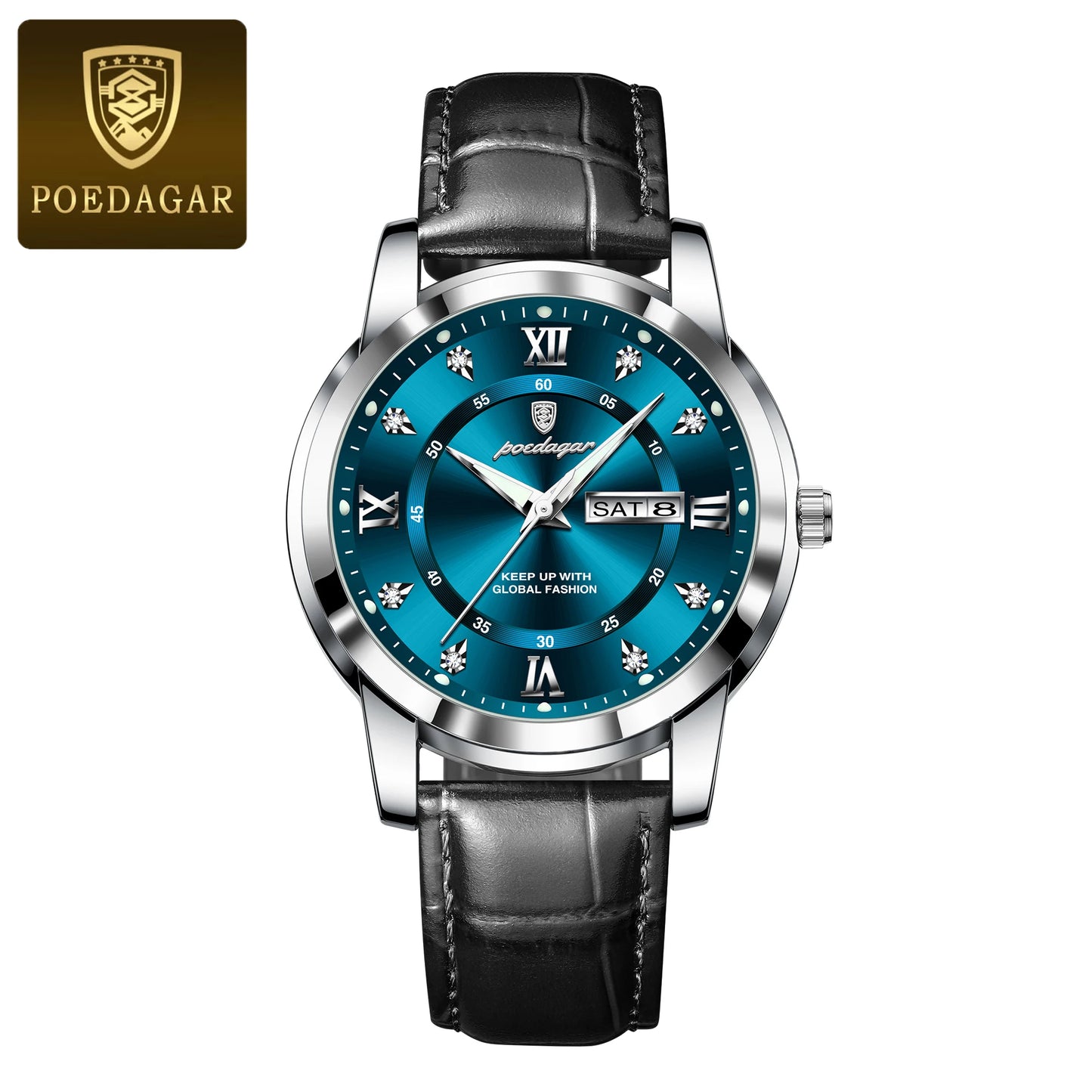 POEDAGAR Luxury Man Wristwatch Waterproof Luminous Date Week Leather Watch For Men Sports Quartz Men's Watches Male Clock Reloj