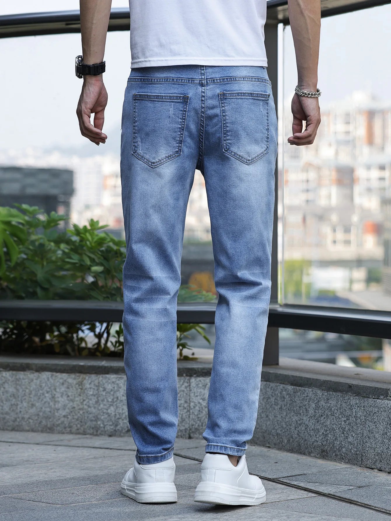 2024 New Men's Fashion Trend High Quality Jeans Classic Retro High Street Washed Slim Fit Men's Jeans