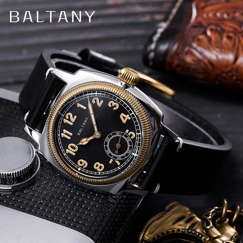 Baltany 1926 Classic St1701 Retro Men's Automatic Mechanical Watch Luxury Sapphire Waterproof 10Bar Belt Night Light C3Reloj Hom