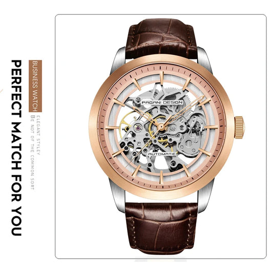 PAGANI DESIGN Skeleton Automatic Mechanical Wristwatch Luxury 43mm Stainless Steel waterproof Watch for Men PD1638