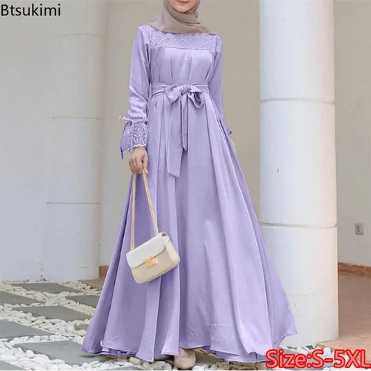 Elegant Dubai Turkey Kaftan Marocain Eid Muslim Fashion Abaya Dress for Women Long Sleeve Party Evening Dresses Islamic Clothing