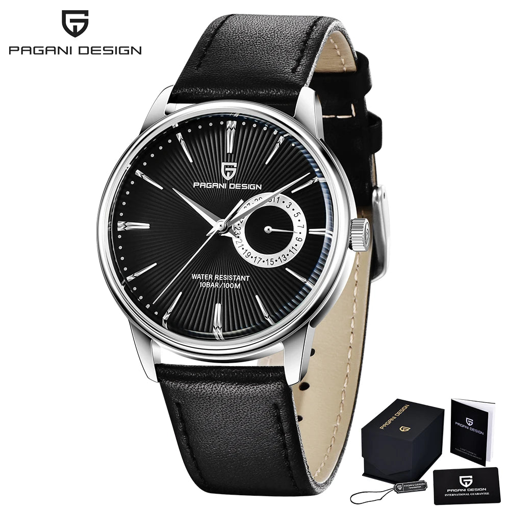 PAGANI DESIGN Quartz Watch VH65 Men's Automatic watches Casual Fashion Leather Watch for men reloj hombre PD1654