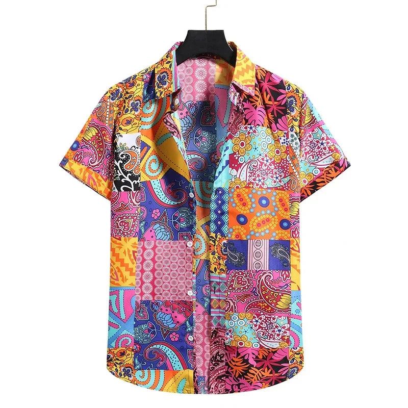 Summer 3D Graffiti Blossom Printed Shirts For Men Children Fashion Streetwear Long Sleeve T Shirt Unisex Hawaiian Shirts Blouses