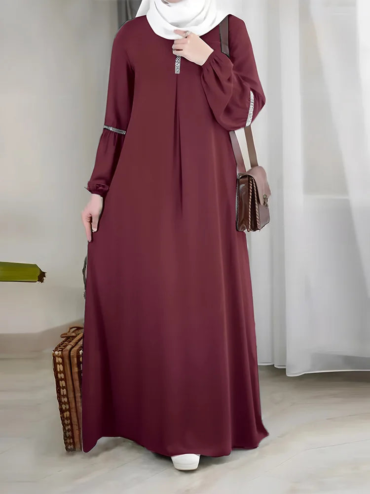 Islamic Morocco Abaya Middle East Saudi Arab Fashion Long Sleeve Abaya Dress Casual Sequin Sun Dress African Clothing