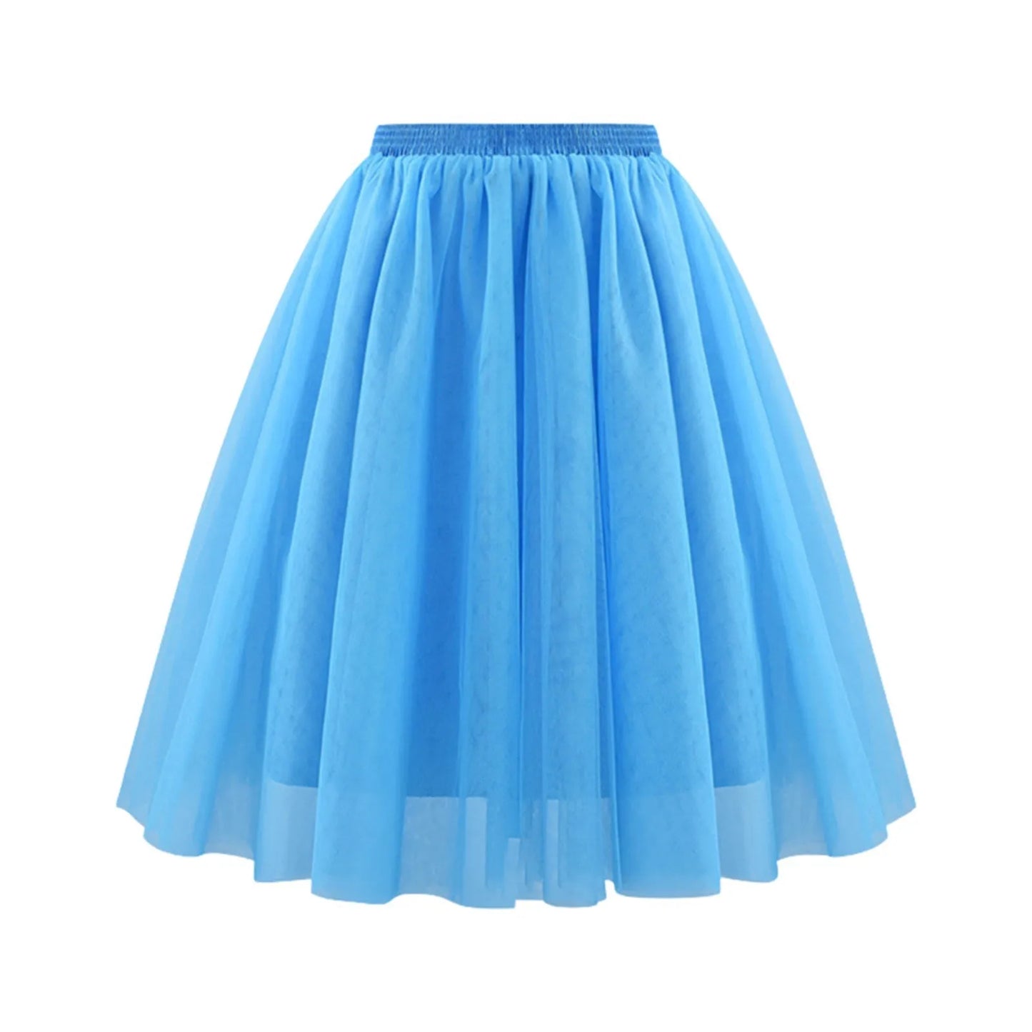 Fashion Tulle Skirt Pleated Tutu Skirts Womens Soft Drape Mid Length Skirt Wedding Bridal Bridesmaid Large Size A Line Skirts