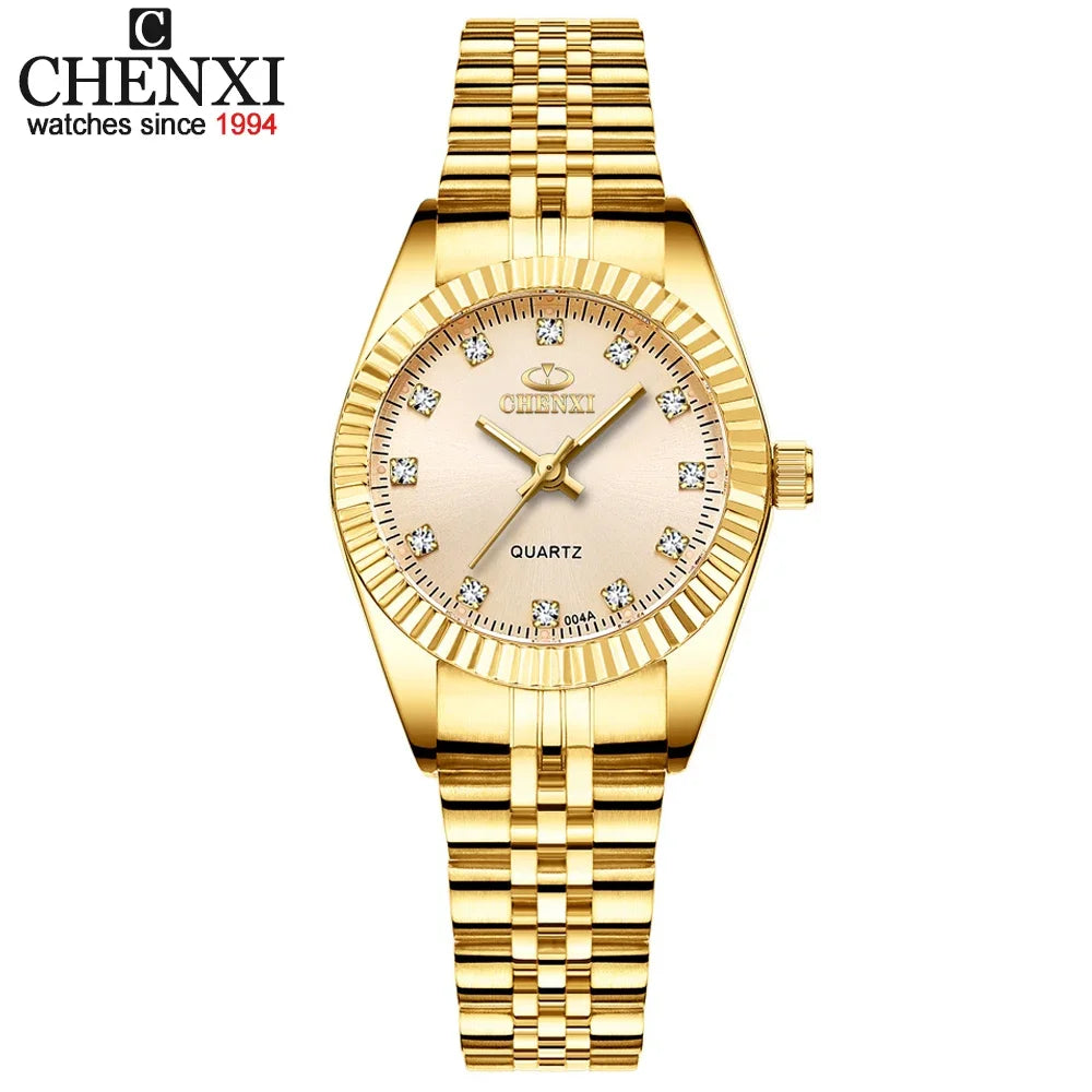 CHENXI 004A Luxury Women Watch Stainless Steel Quartz Watches Waterproof Diamond Woman Wristwatch Fashion Elegant Ladies Clock