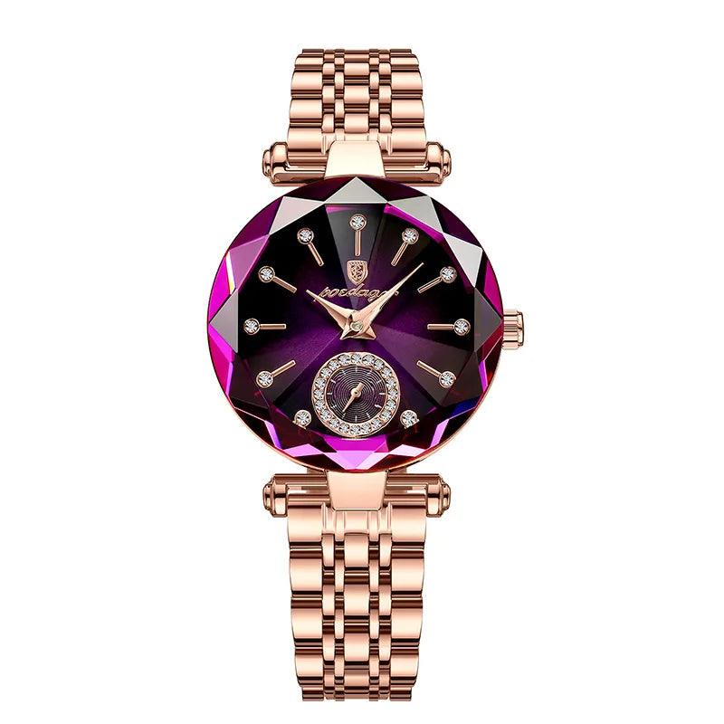 POEDAGAR Romantic Crystal Ladies Watches Top Brand Diamond Waterproof Women Watch Luxury Stainless Steel Female Clocks Rose Gold