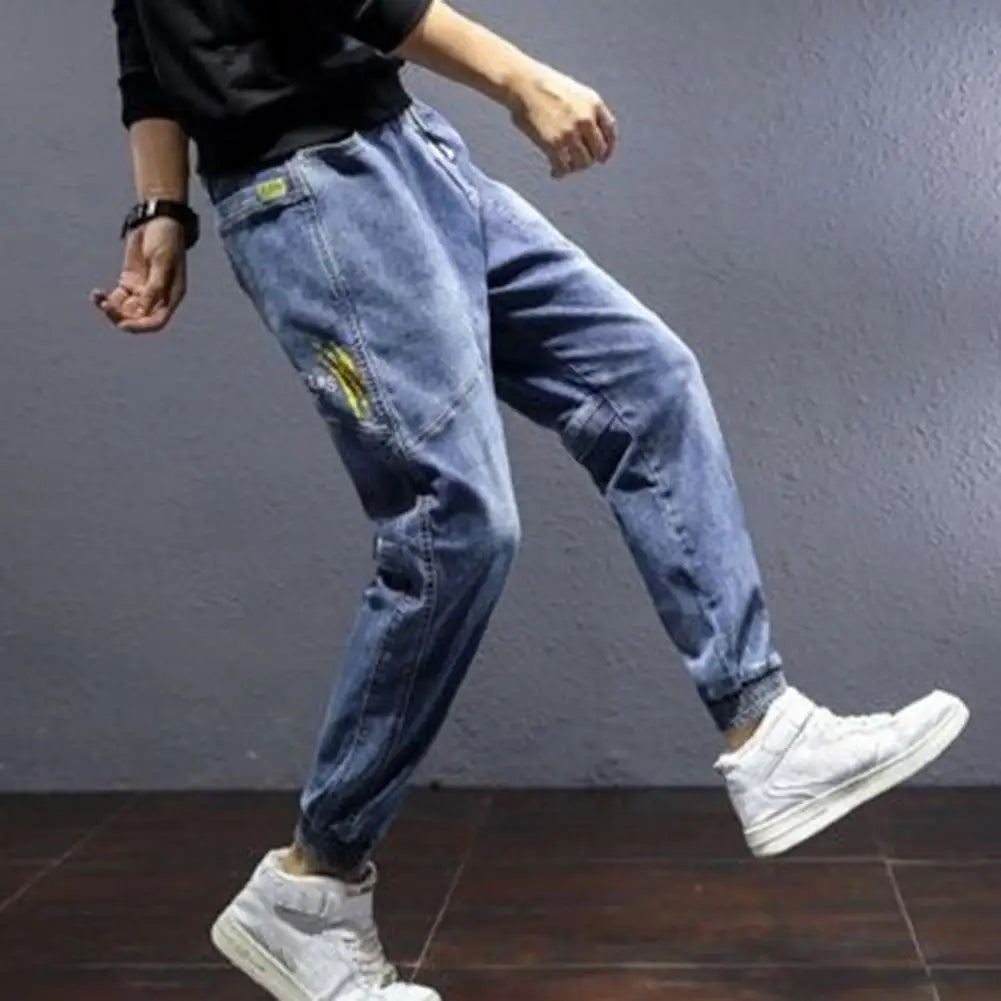 Work pants for men's Denim Baggy summer new Korean style pants Pants Men's loose-fitting multi-pocket overalls men's trousers