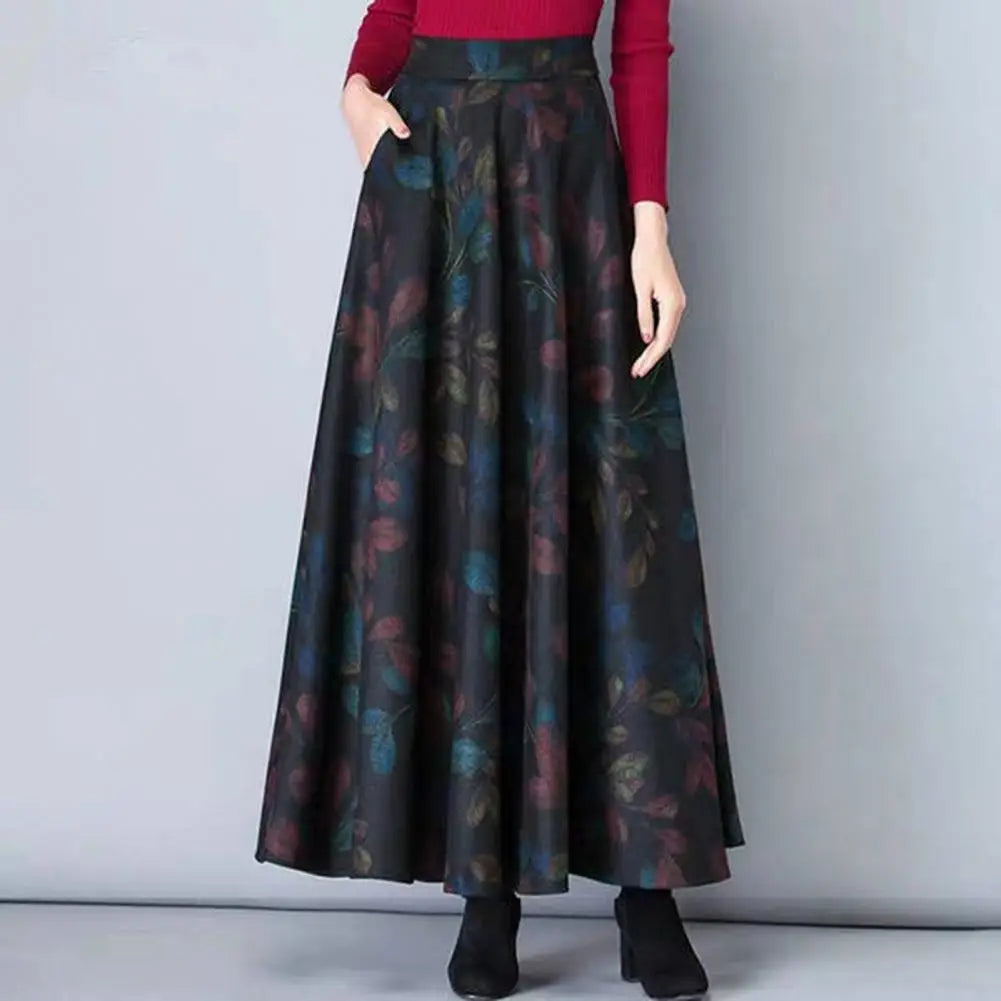 Fashion Office Skirt Temperament Skin-touching Women Square Plaid Print A-Line Office Skirt  Long Skirt    Retro Skirt