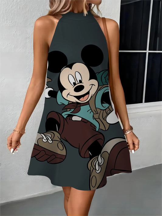 Midi Dresses Beach Dress Minnie Mouse Disney Apron Bow Knot Mickey Off Shoulder Womens Fashion Summer 2024 Elegant Women Party