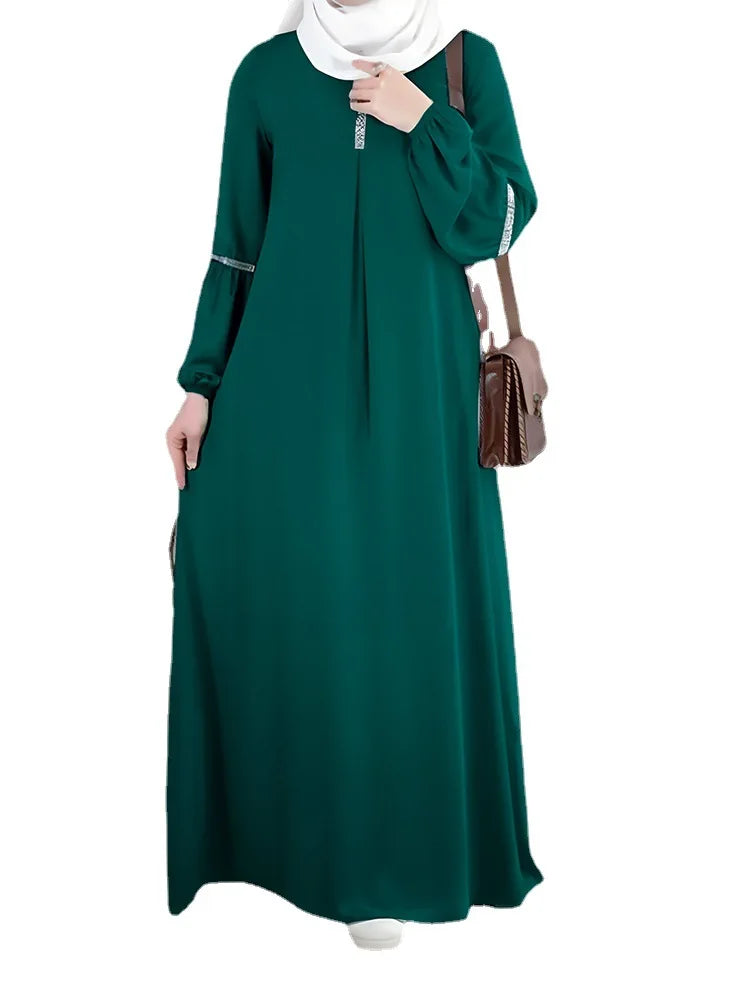 Islamic Morocco Abaya Middle East Saudi Arab Fashion Long Sleeve Abaya Dress Casual Sequin Sun Dress African Clothing