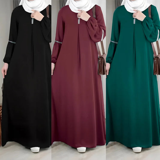 Islamic Morocco Abaya Middle East Saudi Arab Fashion Long Sleeve Abaya Dress Casual Sequin Sun Dress African Clothing