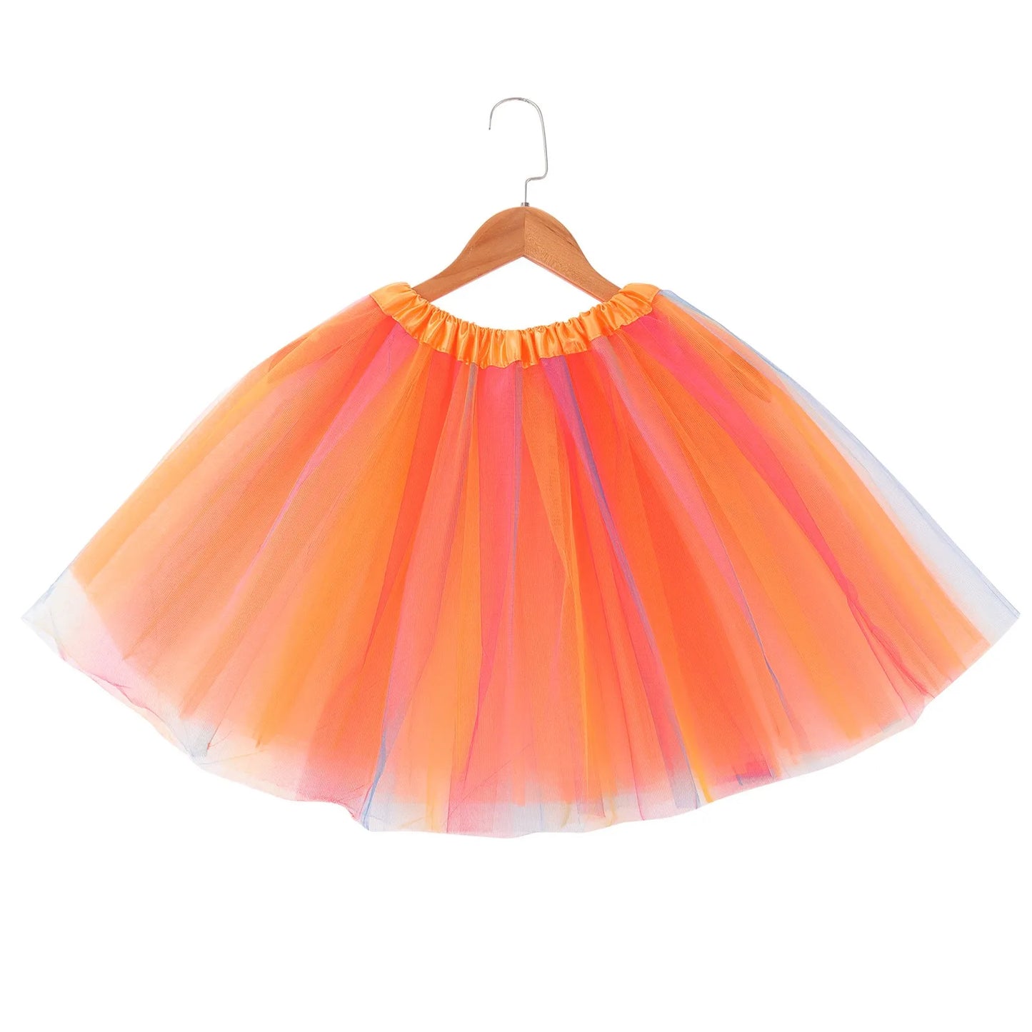 Women Short Tutu Skirt Elastic Waist Multicolor Patchwork Tulle Fluffy Dance Party Ballet Perform Festival Adult Skirt