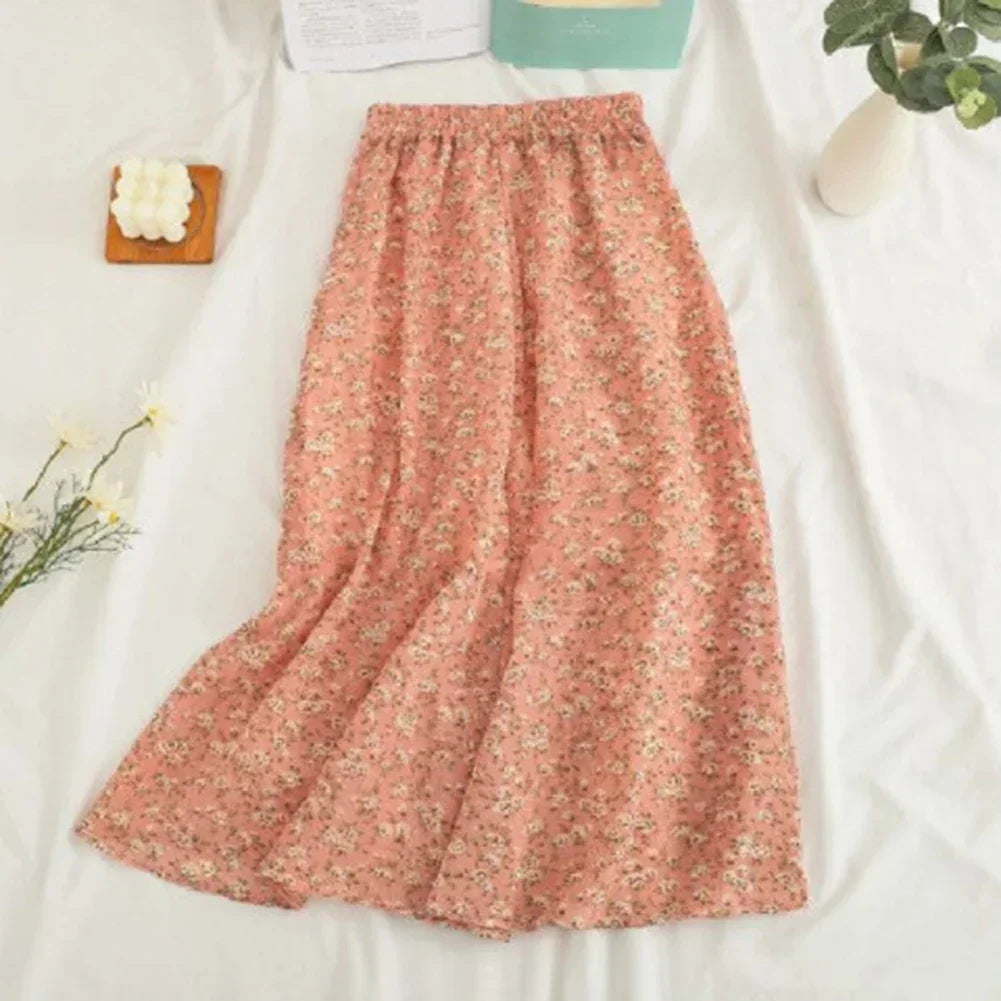 Woman Skirt Summer Korean Fashion Gentle Vintage Floral Slim Versatile Highwaist