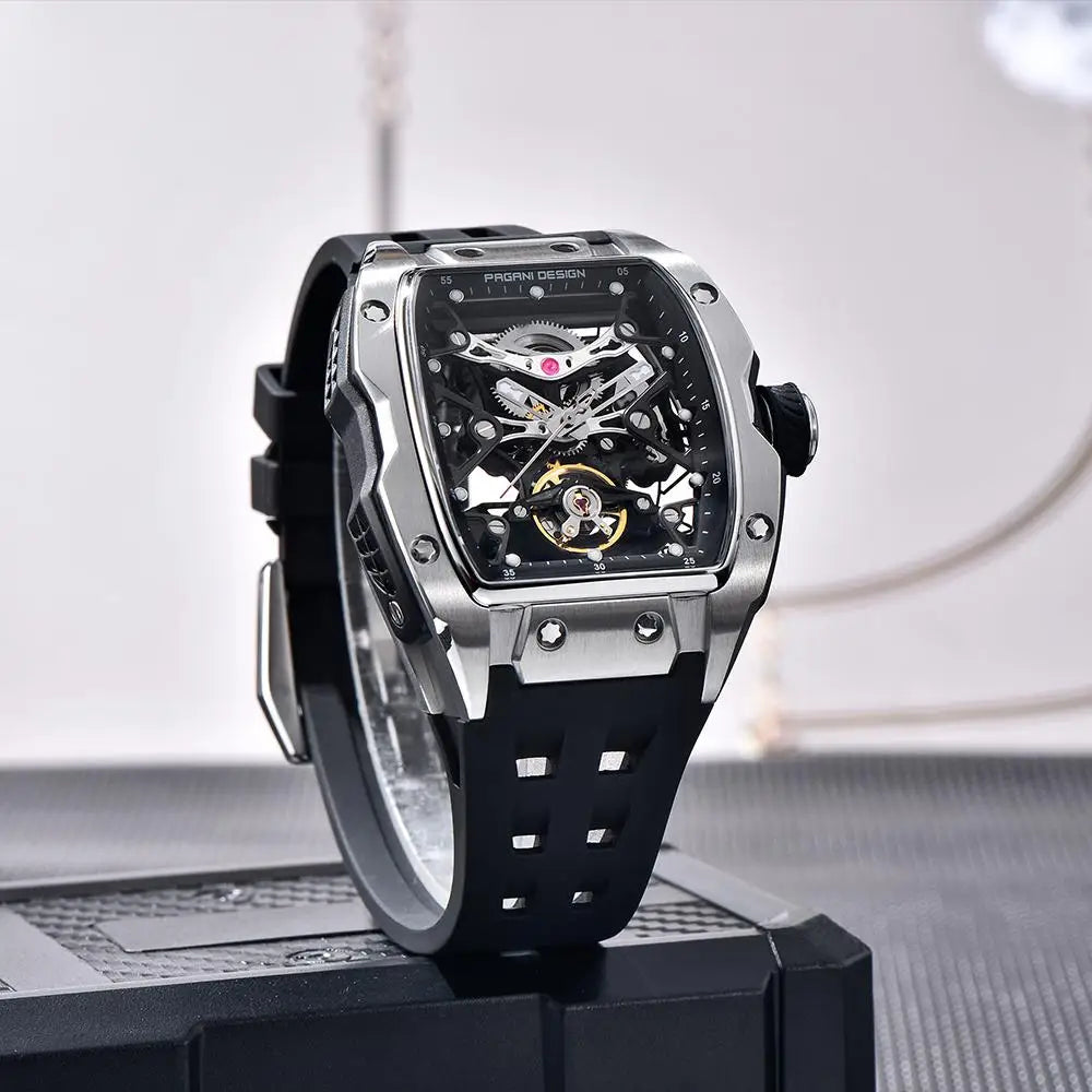 NEW PAGANI DESIGN PDYS018 Automatic Mechanical Wristwatch Fashion Casual Skeleton Sapphire Stainless Steel Watch for Men