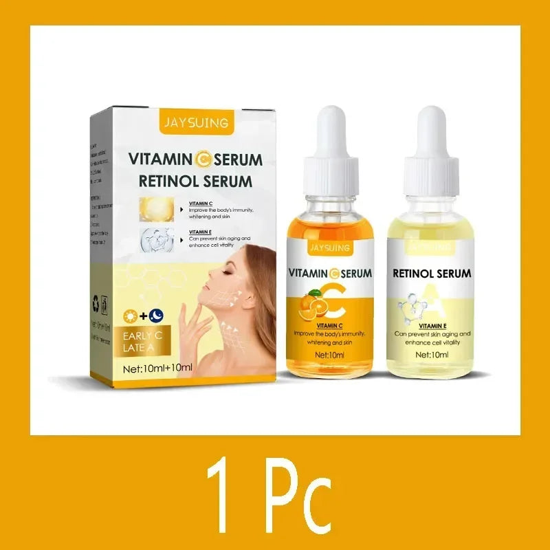 Vitamin C Whitening Face Serum Hyaluronic Acid Retinol Facial Essence Purifying Serum Dark Spot Remover Skin Care 2PCS/Set