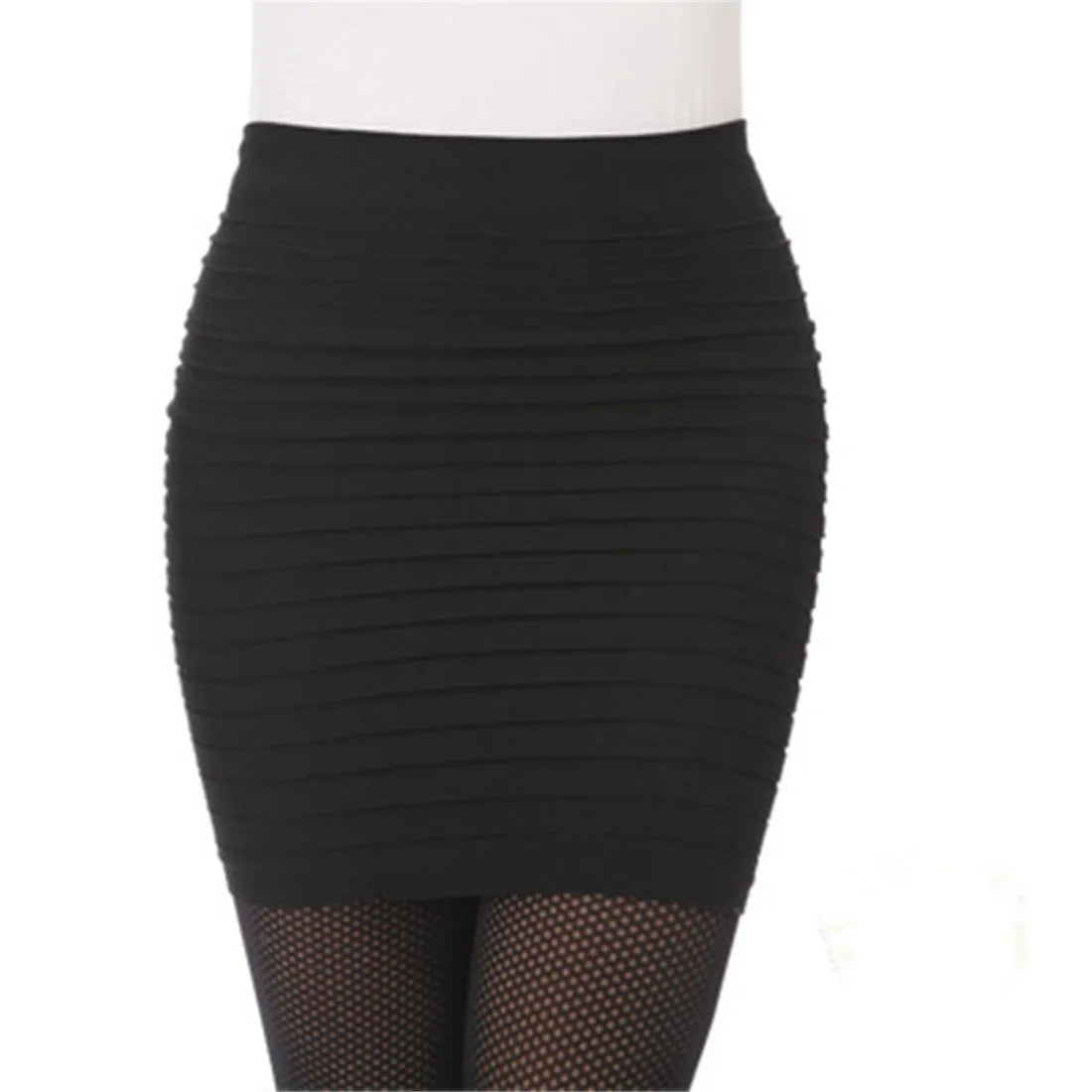 Summer Women High Waist Skirt Solid Color Elastic Pleated Skirt For Office Lady Draped Slim Mini Skirt Sexy Lady Pencil Skirts