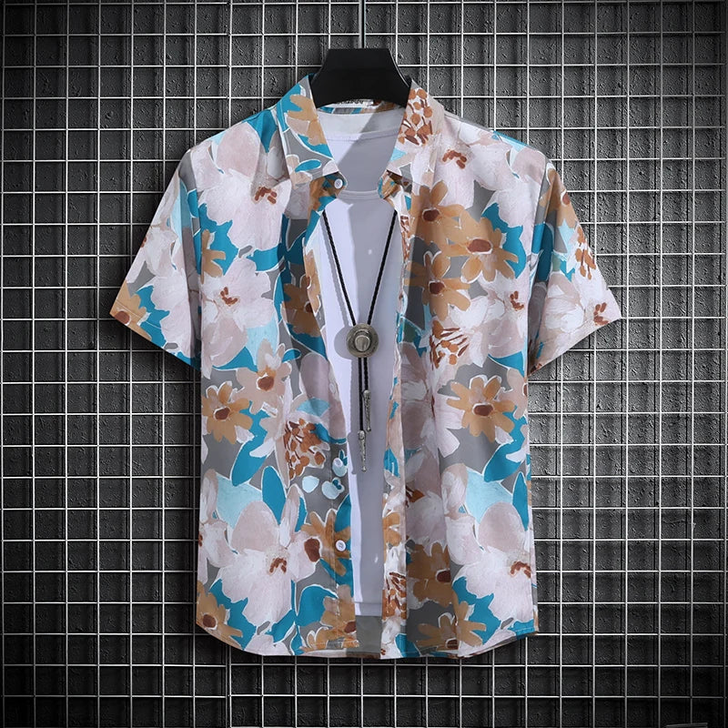 【14 colors】Men's Tropical Short Sleeve Printed Shirt  Unisex  Casual Tops  Men's Tropical Short Sleeve Printed Shirts