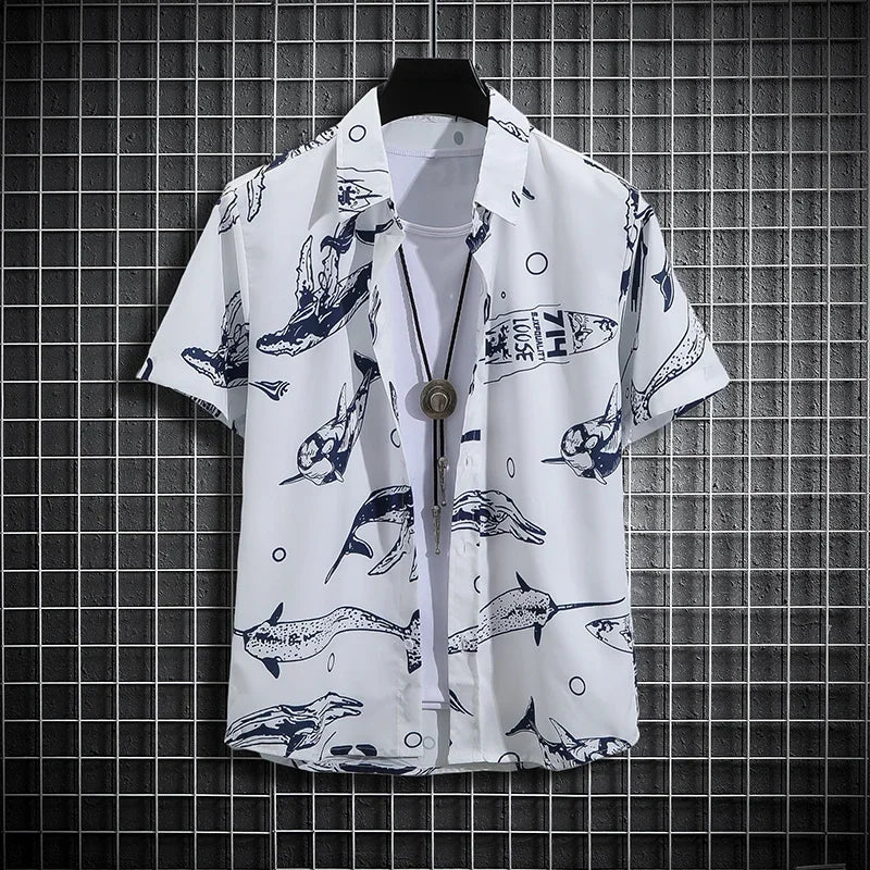 【14 colors】Men's Tropical Short Sleeve Printed Shirt  Unisex  Casual Tops  Men's Tropical Short Sleeve Printed Shirts