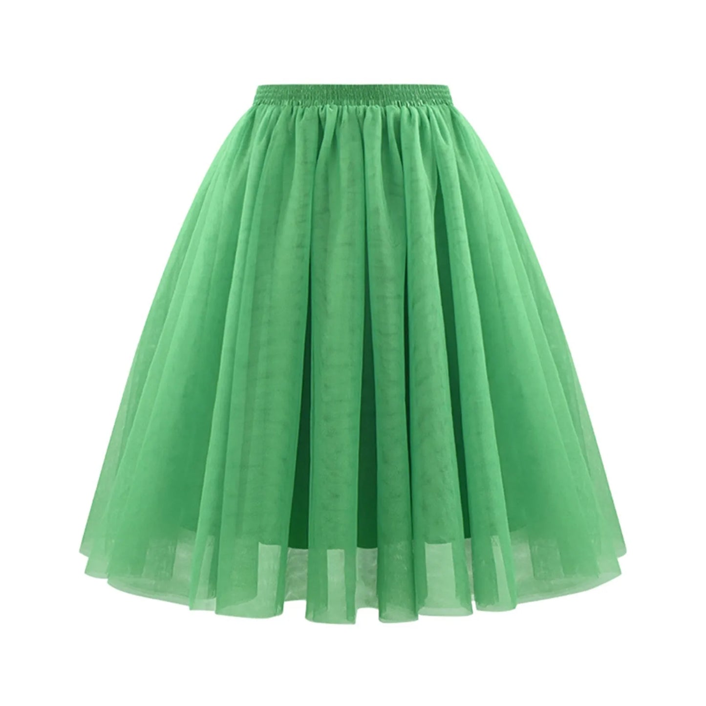 Fashion Tulle Skirt Pleated Tutu Skirts Womens Soft Drape Mid Length Skirt Wedding Bridal Bridesmaid Large Size A Line Skirts