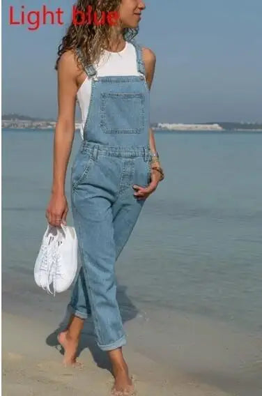 Women's Spring/Autumn Fashion Slimming Denim Suspenders, British Style Loose Leisure Small Leg Pants, Pencil Pants Suspenders