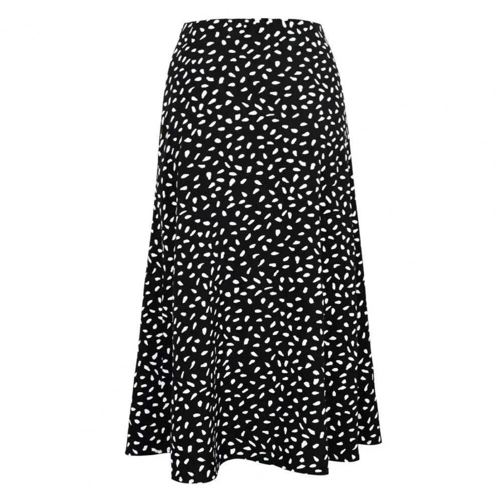 Women Midi Skirt Summer Mid-rise A-Line Women Midi Dress Women Dot Print Side Split Skirt Lady Hip Wrapped Skirt Daily Clothing