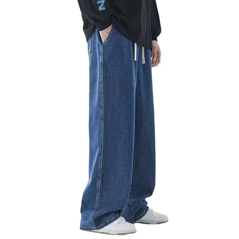 2024 Hot Selling Korean Men's Casual Long Denim Classic Men's Straight Leg High Street Denim Wide Leg Pants