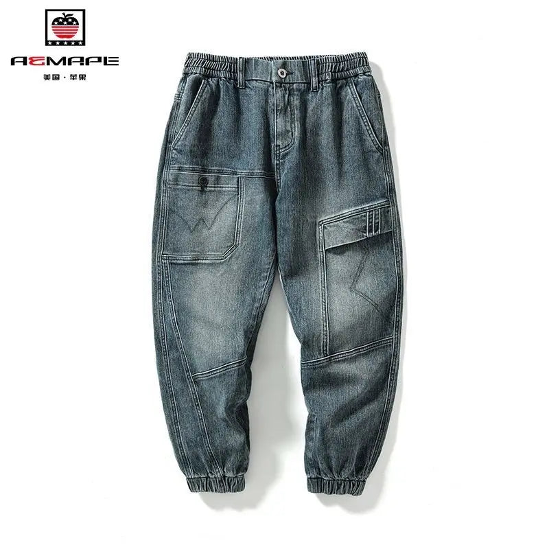 New Denim Fashion Luxury Vintage Loose Denim Jeans for Men Fashion British Casual Workwear Designer Cowboy Cargo Baggy Pants