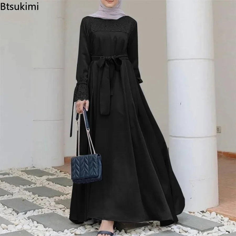 Elegant Dubai Turkey Kaftan Marocain Eid Muslim Fashion Abaya Dress for Women Long Sleeve Party Evening Dresses Islamic Clothing