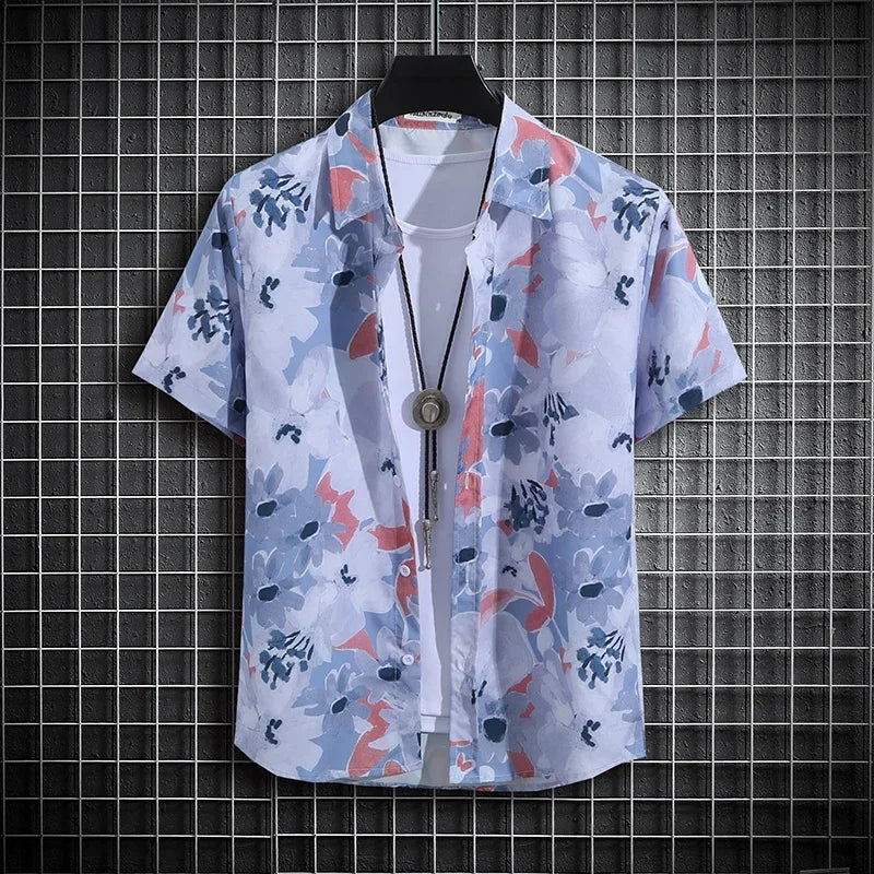 【14 colors】Men's Tropical Short Sleeve Printed Shirt  Unisex  Casual Tops  Men's Tropical Short Sleeve Printed Shirts