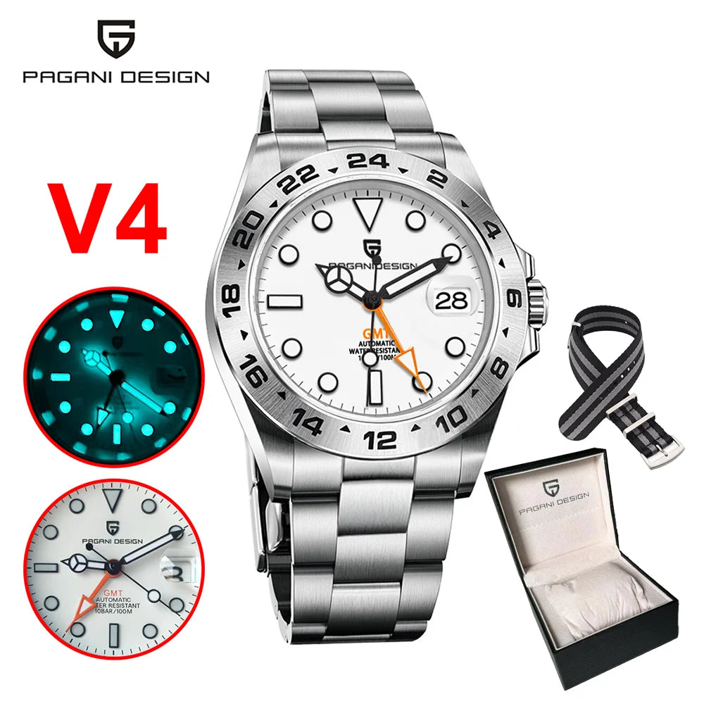 2024 New PAGANI DESIGN PD1762 NH34 GMT Watch Men Sports Automatic Mechanical Diving Swim Stainless Steel Reloj Hombre Waterproof