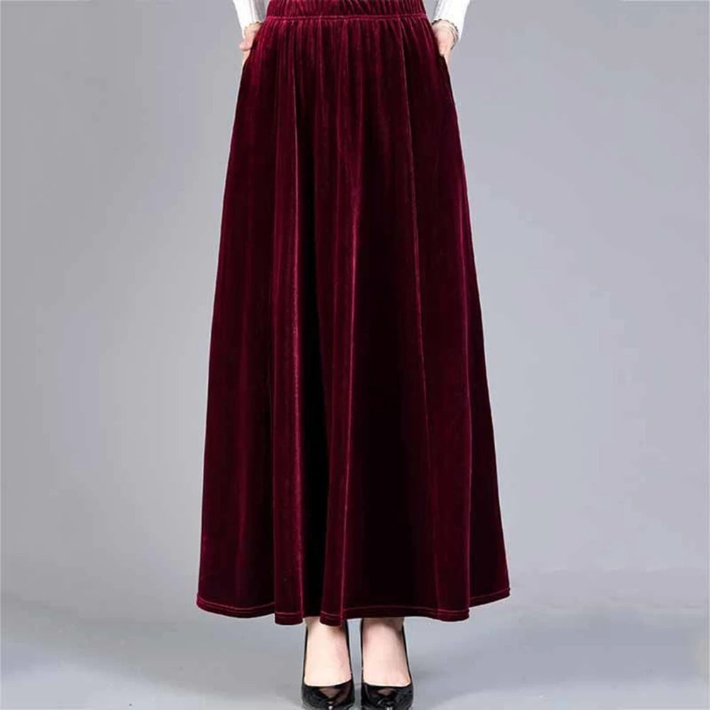 Skirt For Women Casual Skirt A-line Skirt Casual Outings Black Versatile Long Velvet Skirt A-line Skirt Daily Wear