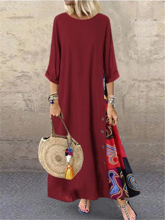 Women's Fashion Casual Loose Big Swing Half Sleeve Long Dress Floral Holiday Maxi Dress Plus Size Vestidos Longos Robe