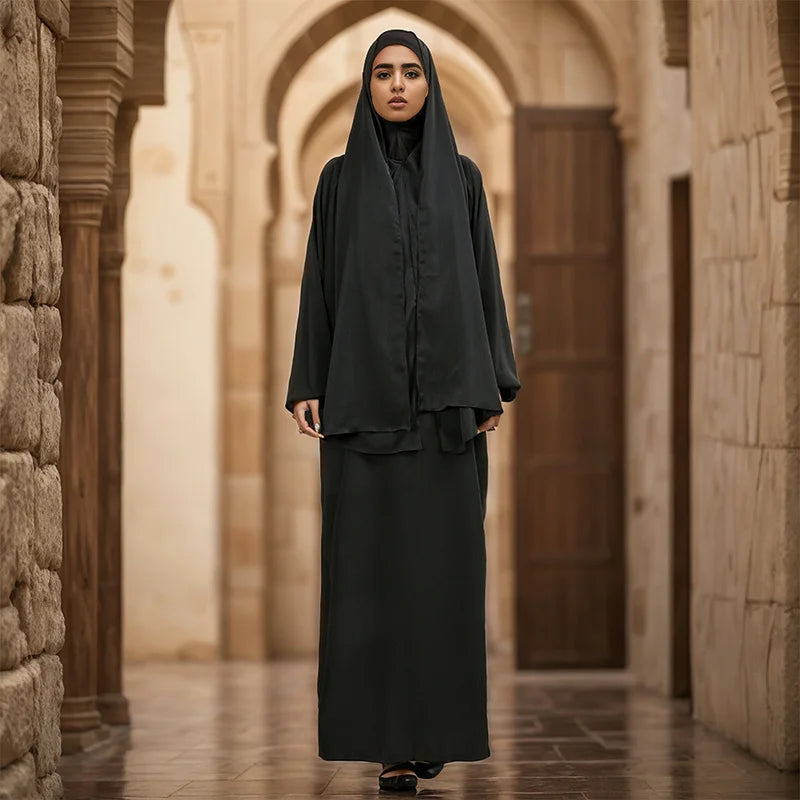 New Hijab And Abaya Dress One Set Ramadan Khimar Abaya Dubai Saudi Arabia Turkey Islam Muslim Modest Dress Prayer Clothes Women