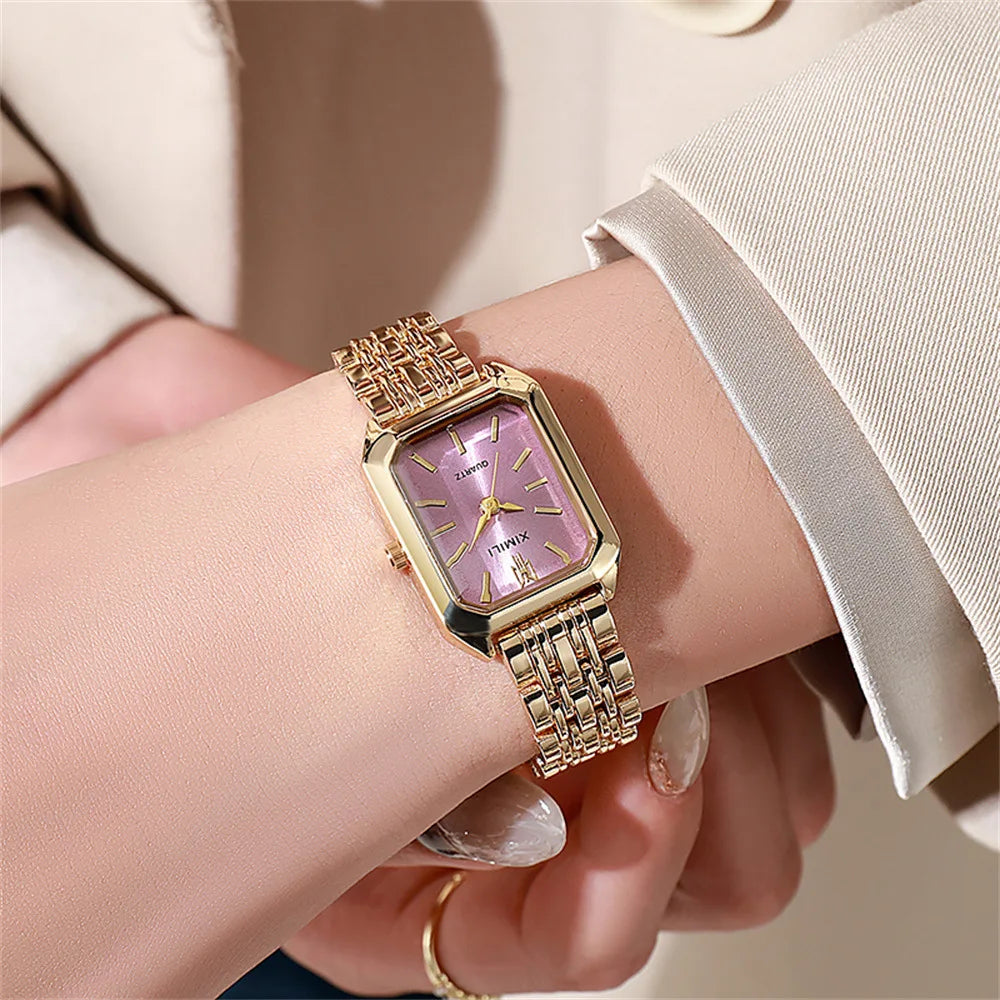 UTHAI  New Women Watch Light Luxury Brand Stainless Steel Ladies Business Watches Female Student Fashion Quartz Wristwatches