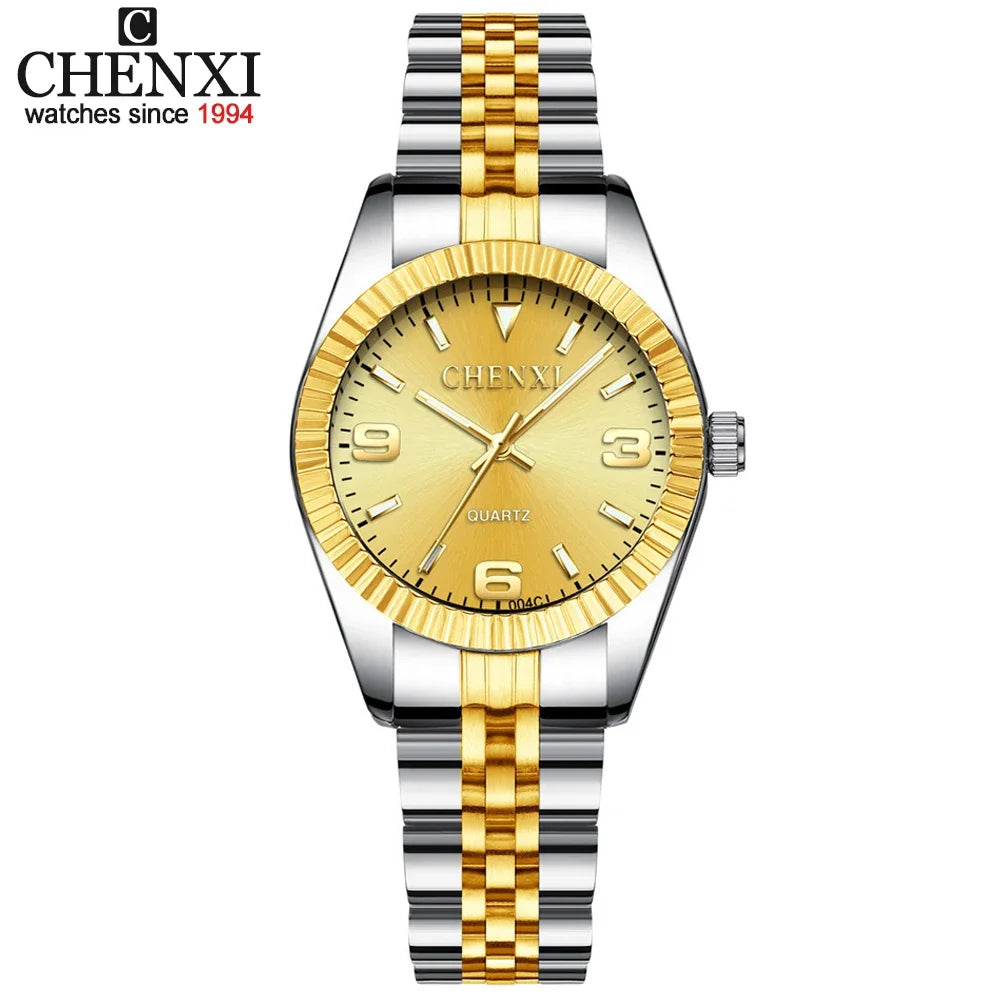 CHENXI 004A Luxury Women Watch Stainless Steel Quartz Watches Waterproof Diamond Woman Wristwatch Fashion Elegant Ladies Clock