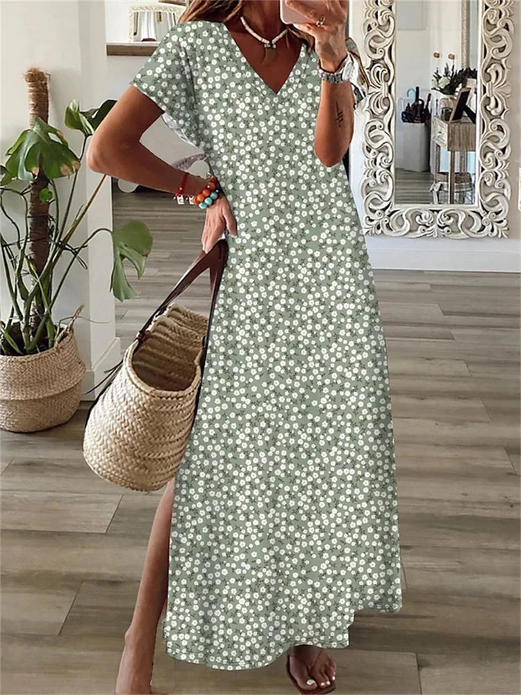 New Vacation Women's Dresses Sexy Leopard Print Elegant Midi Dresses Short Sleeve Dresses Fashion Oversized Dresses 2025 Summer