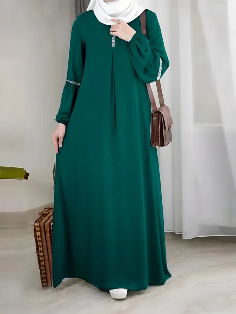 Islamic Morocco Abaya Middle East Saudi Arab Fashion Long Sleeve Abaya Dress Casual Sequin Sun Dress African Clothing