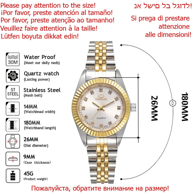 CHENXI 004A Luxury Women Watch Stainless Steel Quartz Watches Waterproof Diamond Woman Wristwatch Fashion Elegant Ladies Clock