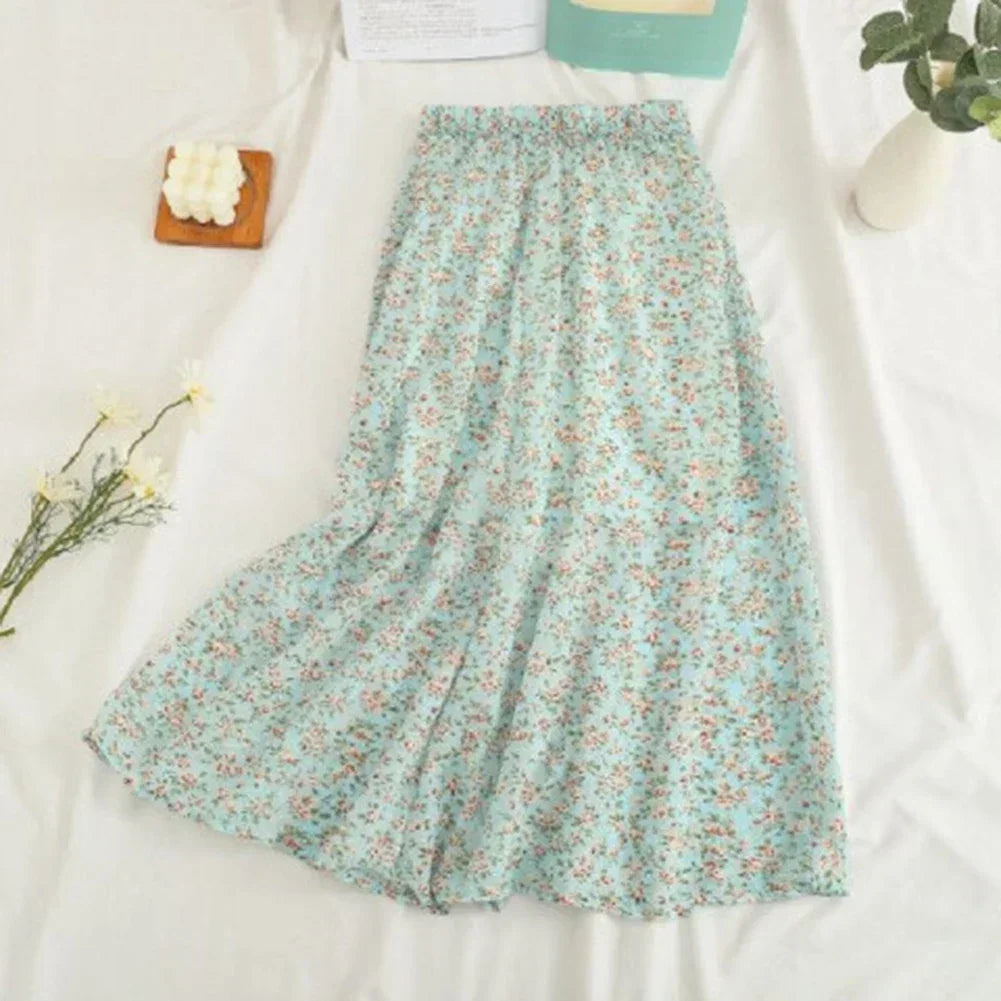 Woman Skirt Summer Korean Fashion Gentle Vintage Floral Slim Versatile Highwaist