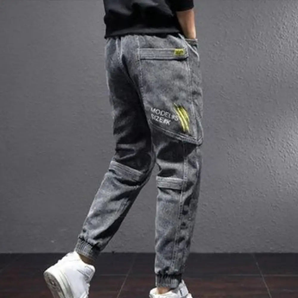 Work pants for men's Denim Baggy summer new Korean style pants Pants Men's loose-fitting multi-pocket overalls men's trousers