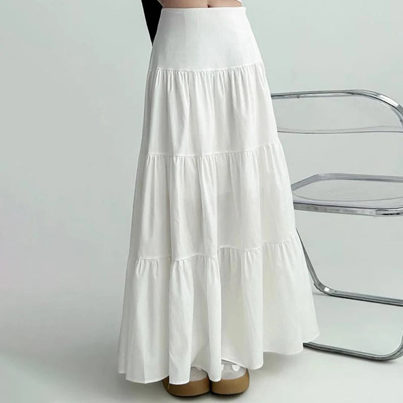 Fashionable Sweet College Style High Waist Cake Long Skirt For Women