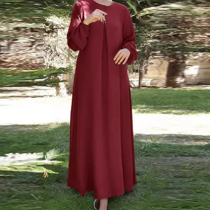 Muslim Long Robe Dress Women Vestidos Eid Abaya Dubai Saudi Arabic Morocco Jalabiya Ramadan Solid Dresses Modest Islam Abayas