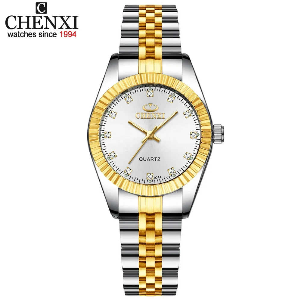 CHENXI 004A Luxury Women Watch Stainless Steel Quartz Watches Waterproof Diamond Woman Wristwatch Fashion Elegant Ladies Clock