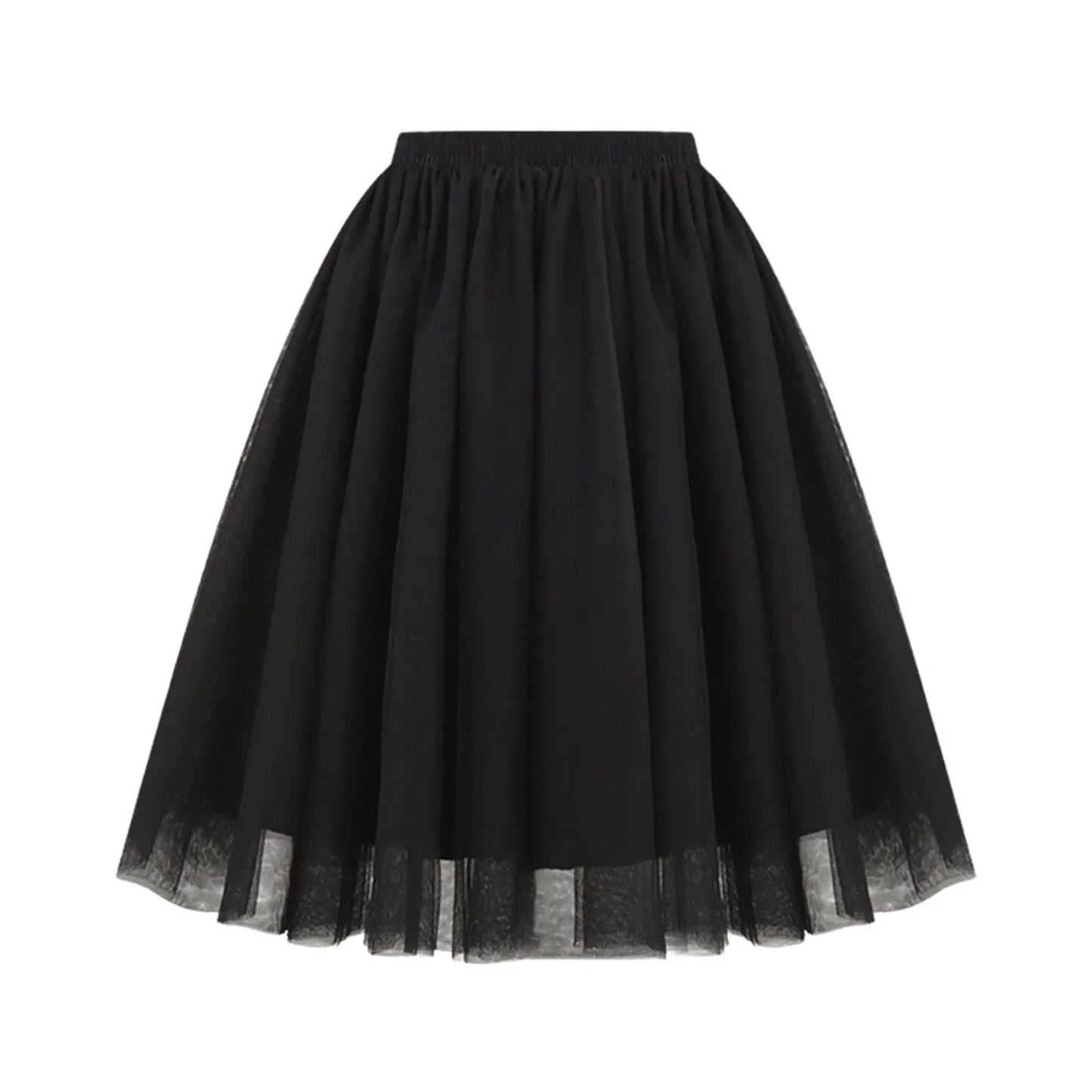 Fashion Tulle Skirt Pleated Tutu Skirts Womens Soft Drape Mid Length Skirt Wedding Bridal Bridesmaid Large Size A Line Skirts