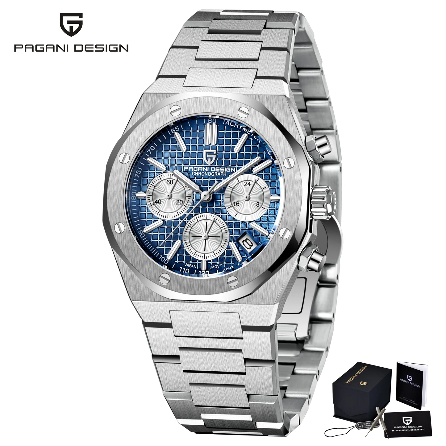 PAGANI DESIGN 2024 Fashion Sports Men's Quartz Watch PD1707 VK63 Stainless Steel Sapphire Waterproof Chronograph watches for men