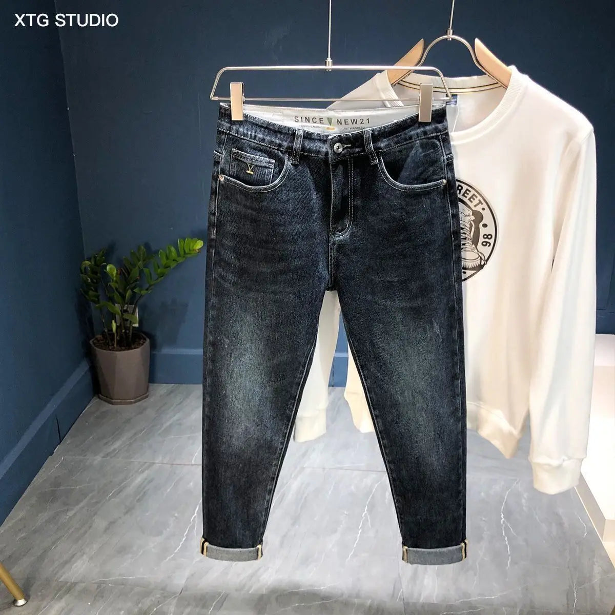 New Luxury Korean Fashion Men Slim Men's Jeans Casual Style for Spring and Autumn Streetwear Cowboy Designer Clothes Trousers