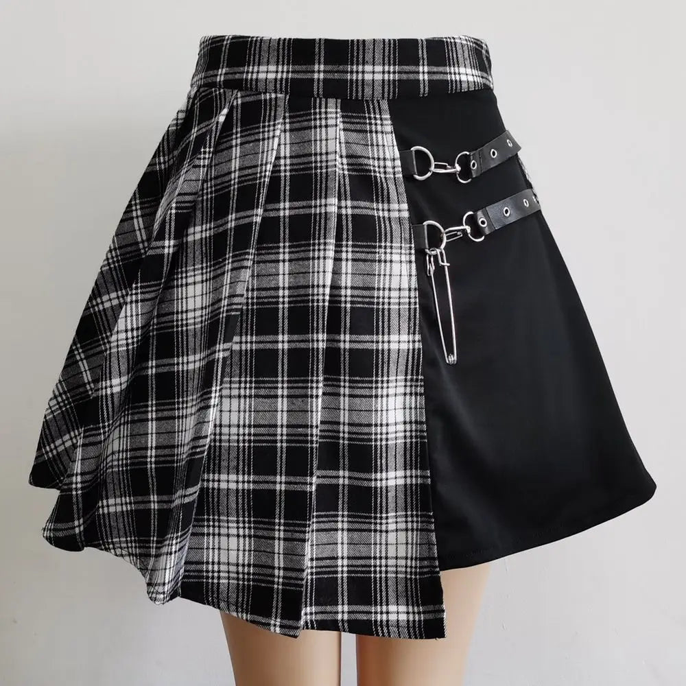 All Match Women Punk Mall Goth Shorts Skirt Women Y2k E-girl Streetwear Harajuku Leg Ring Buckle Detachable High Waist Emo