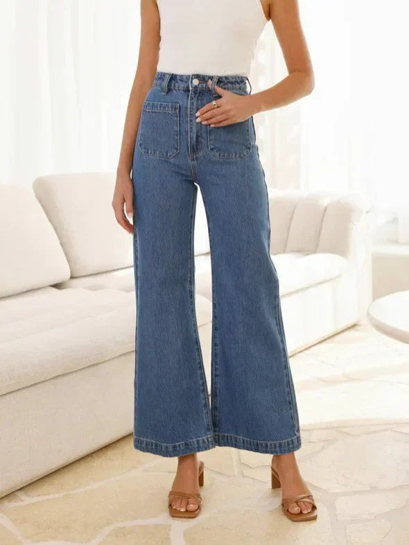 Women Retro Y2K Loose Wide Leg Pants Ankle Length High Waist Fashion Denim Jeans Pants