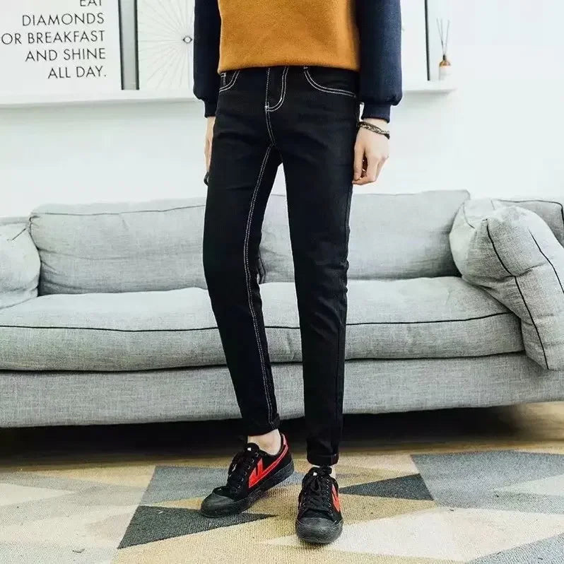 The Four Seasons Men's New Style Casual Jeans Fashion Solid Straight Classic Denim Pants Daily Jeans Trousers Work Pants